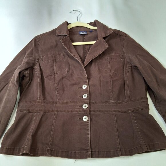 Vintage Cropped Utility Jacket Sz L Cotton Sun Bleached Brown Cozy Casual - Picture 6 of 15